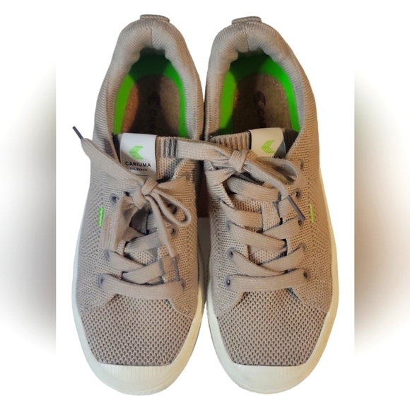 Cariuma Women's Low Top Vegan Beige Knit Sneakers Sz 5.5 - Picture 6 of 9